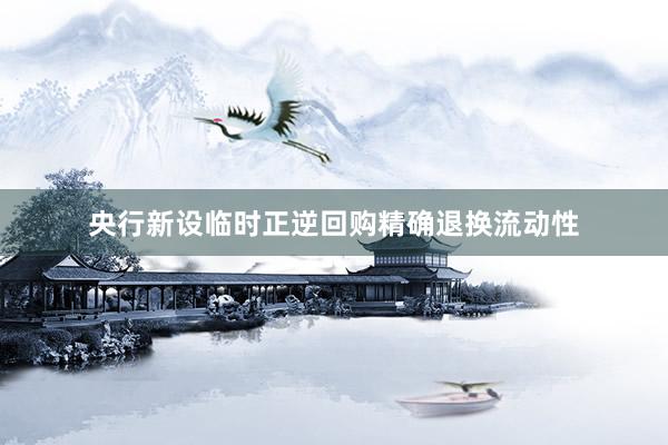 央行新设临时正逆回购精确退换流动性